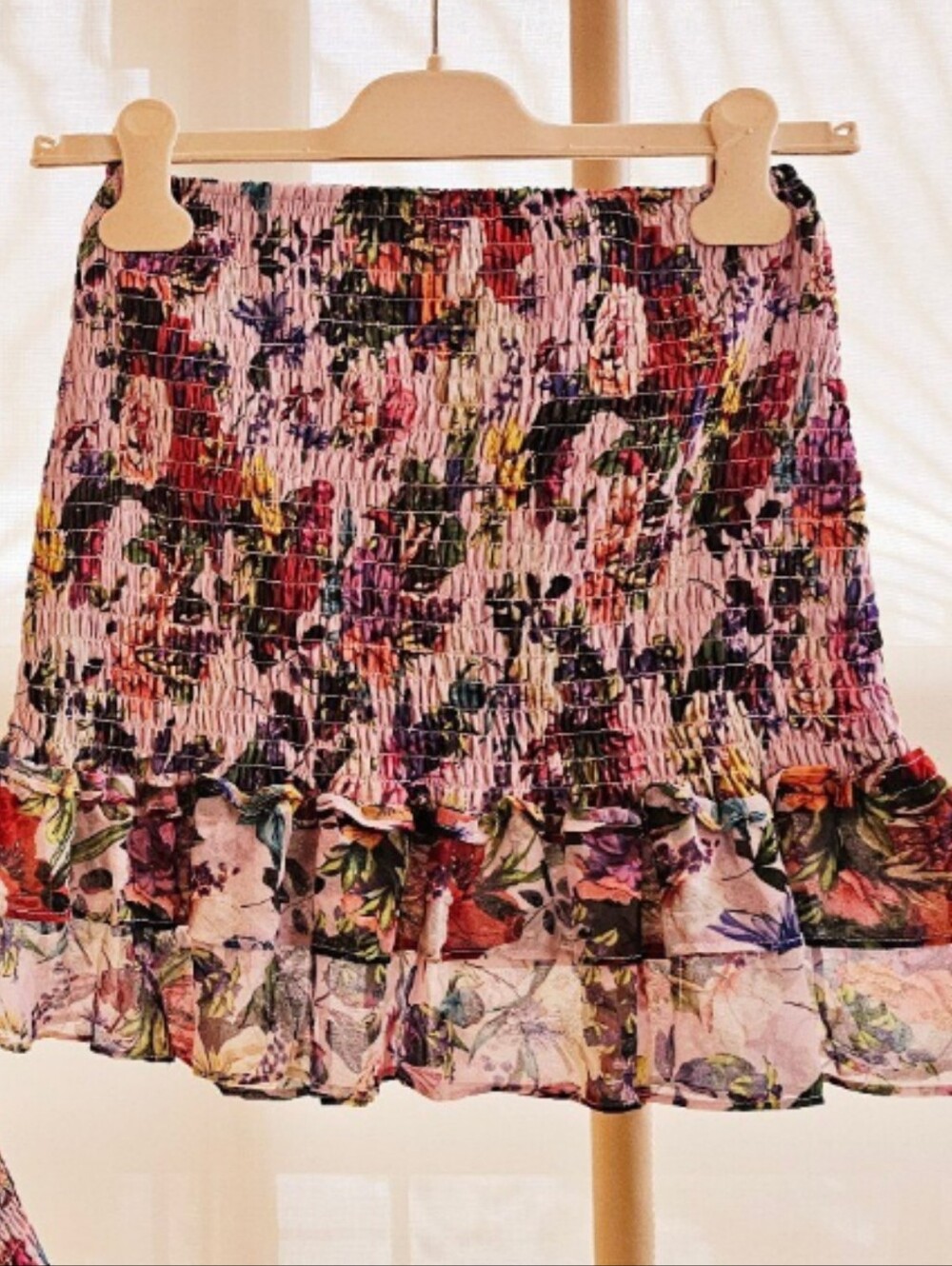 Aqua x Mary Katrantzou Floral Smocked Mini Skirt - Size M